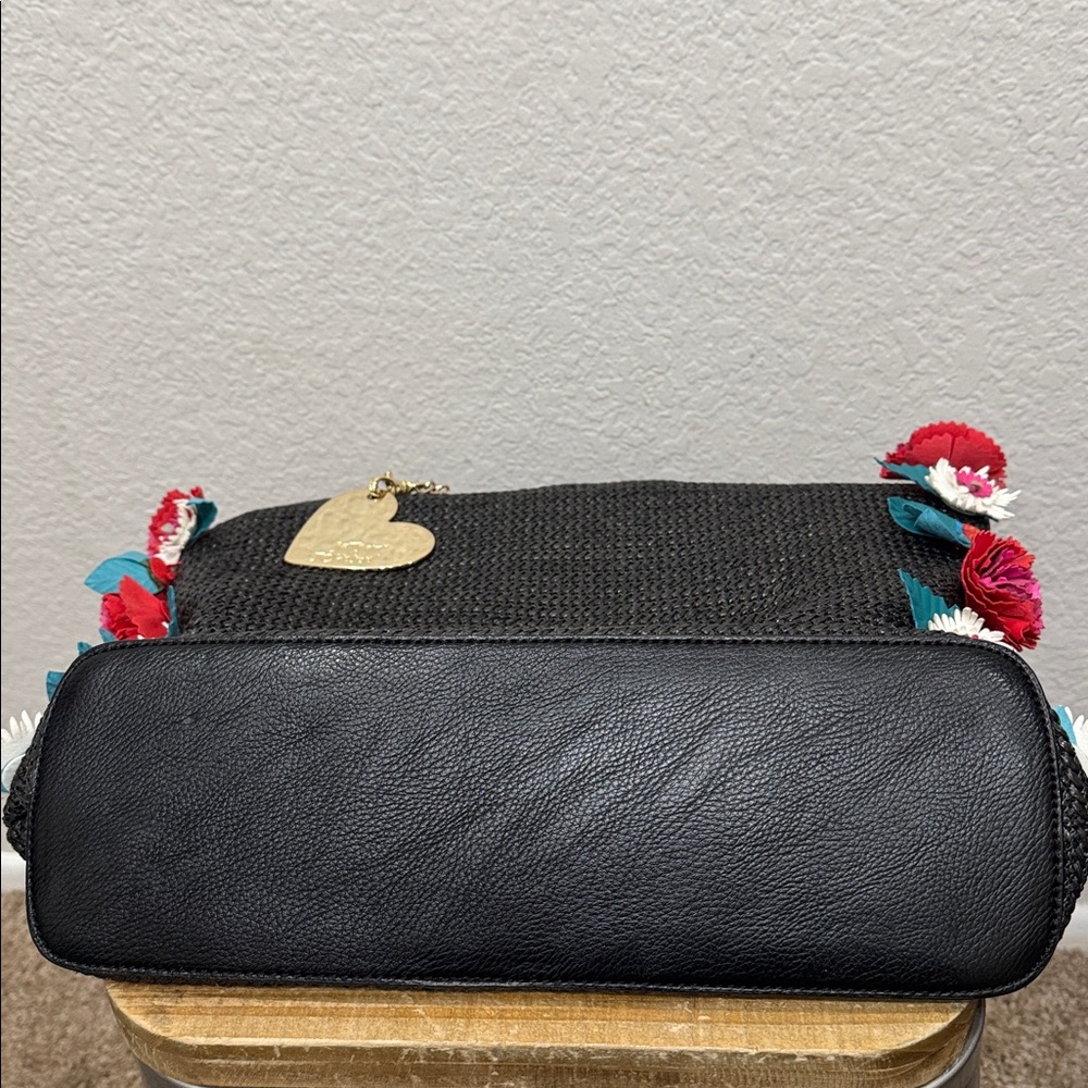 Betsey Johnson Black Woven Tote Shoulder Bag - Picture 6 of 8
